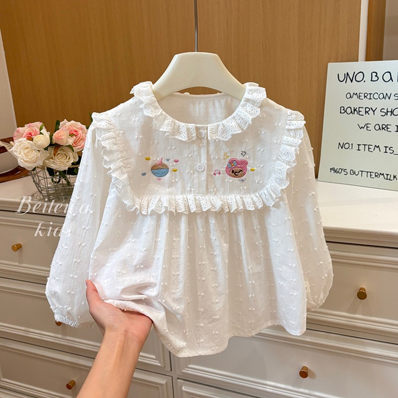 Baby Clothing Korea - New Girls Spring Summer White Shirt